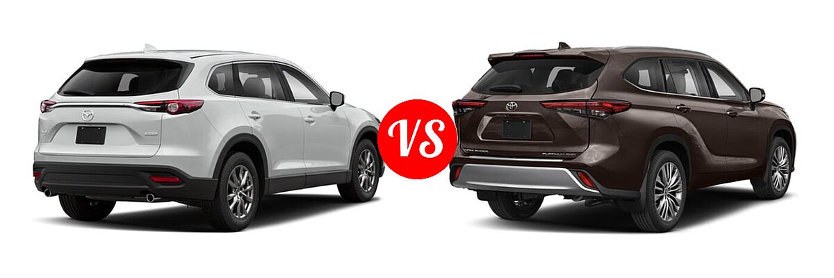 2020 Mazda CX-9 SUV Touring vs. 2020 Toyota Highlander SUV Platinum - Rear Right Comparison