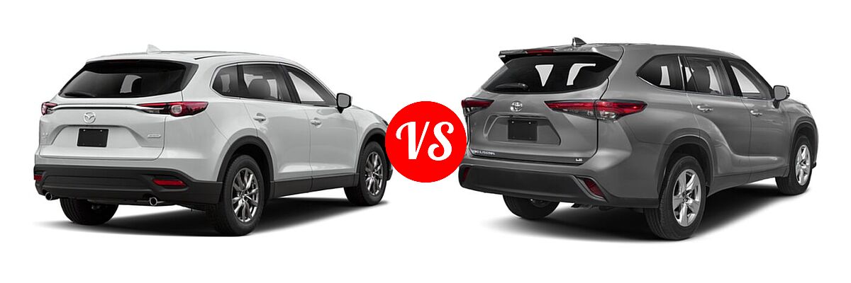 2020 Mazda CX-9 SUV Touring vs. 2020 Toyota Highlander SUV L / LE - Rear Right Comparison