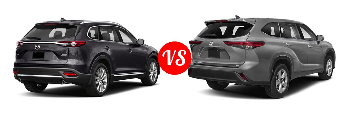 2020 Mazda CX-9 SUV Grand Touring vs. 2020 Toyota Highlander SUV L / LE - Rear Right Comparison