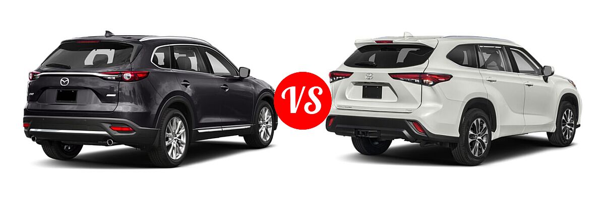 2020 Mazda CX-9 SUV Grand Touring vs. 2020 Toyota Highlander SUV XLE - Rear Right Comparison