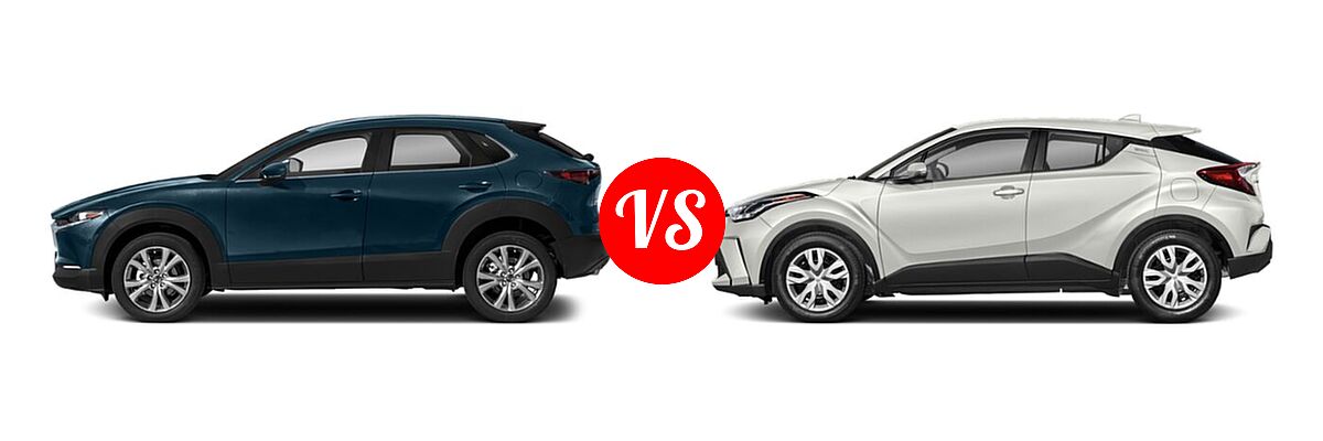 2020 Mazda CX-30 SUV Select Package vs. 2020 Toyota C-HR SUV LE / XLE - Side Comparison