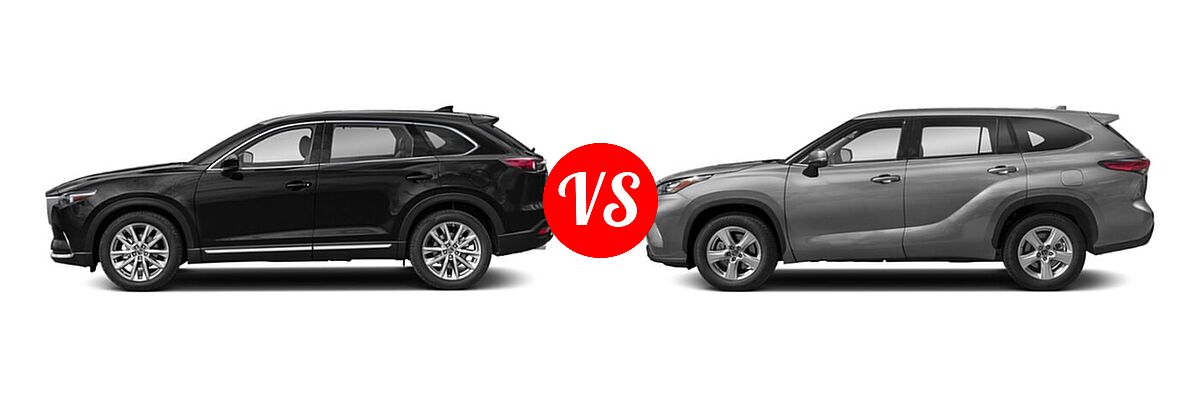2020 Mazda CX-9 SUV Touring vs. 2020 Toyota Highlander SUV L / LE - Side Comparison