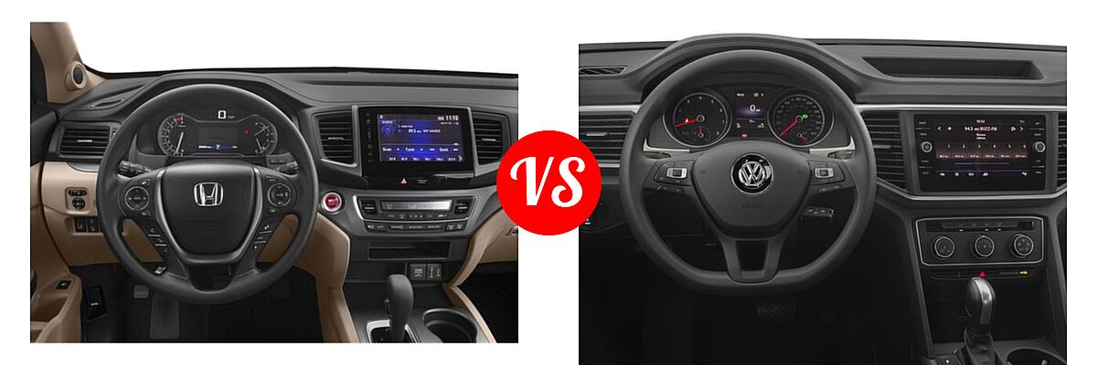 2018 Honda Pilot SUV EX vs. 2018 Volkswagen Atlas SUV 2.0T S / 2.0T SE / 2.0T SE w/Technology / 2.0T SEL / 3.6L V6 Launch Edition / 3.6L V6 S / 3.6L V6 SE / 3.6L V6 SE w/Technology / 3.6L V6 SEL / 3.6L V6 SEL Premium - Dashboard Comparison