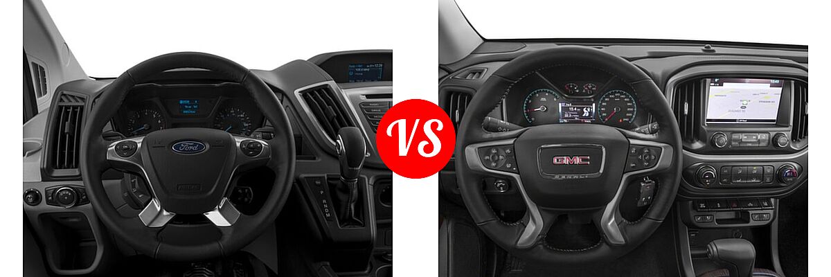 2017 Ford Transit Wagon Van XL / XLT vs. 2017 GMC Canyon Pickup 4WD Denali - Dashboard Comparison