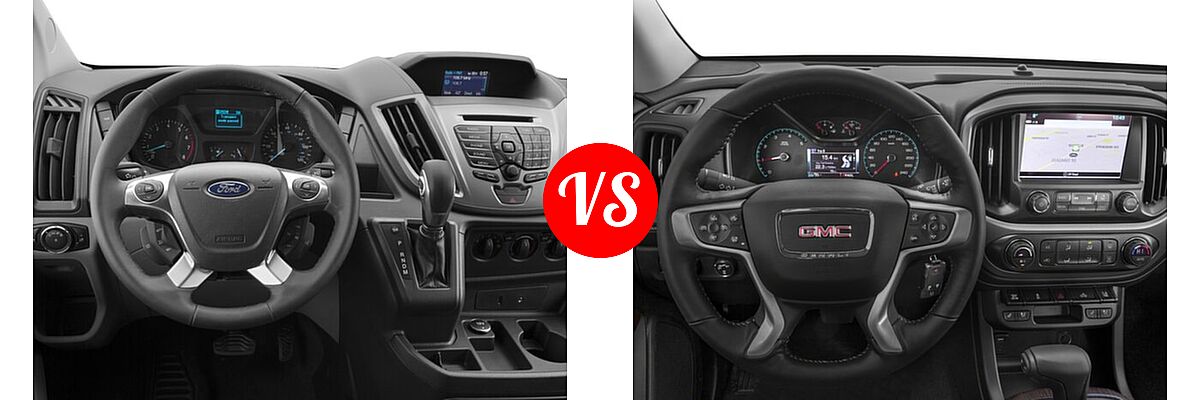 2017 Ford Transit Wagon Van XL / XLT vs. 2017 GMC Canyon Pickup 4WD Denali - Dashboard Comparison