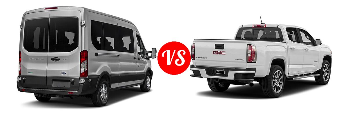 2017 Ford Transit Wagon Van XL / XLT vs. 2017 GMC Canyon Pickup 4WD Denali - Rear Right Comparison