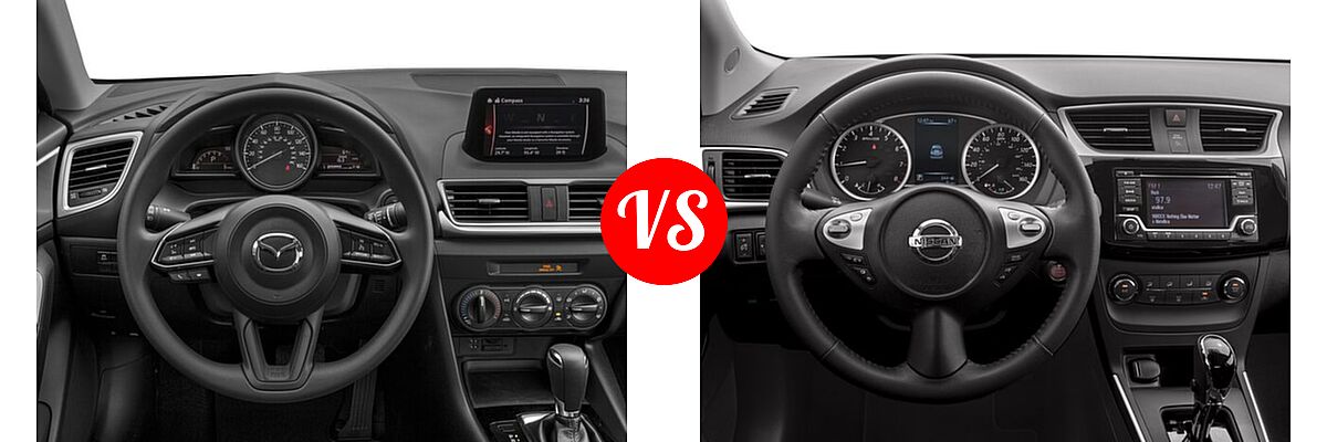 2017 Mazda 3 Sedan Sport vs. 2017 Nissan Sentra Sedan S / SV - Dashboard Comparison