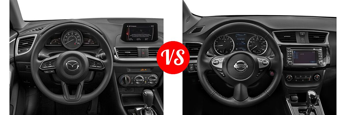 2017 Mazda 3 Sedan Sport vs. 2017 Nissan Sentra Sedan SR - Dashboard Comparison