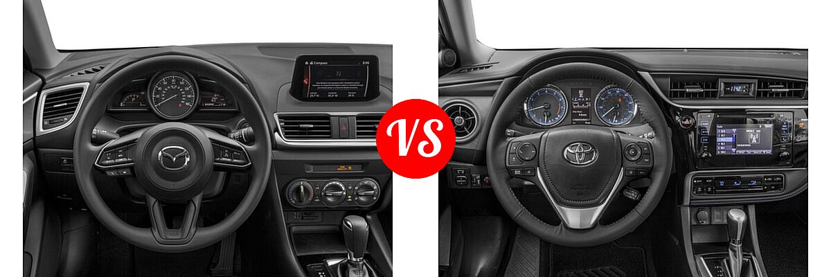 2017 Mazda 3 Sedan Sport vs. 2017 Toyota Corolla Sedan 50th Anniversary Special Edition / SE / XSE - Dashboard Comparison