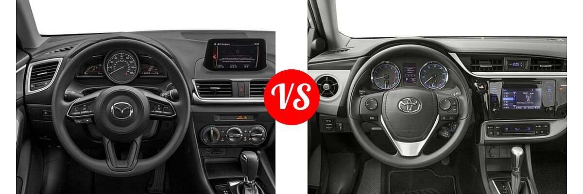 2017 Mazda 3 Sedan Sport vs. 2017 Toyota Corolla Sedan L / LE / LE Eco / LE Eco w/Package 1 / XLE - Dashboard Comparison