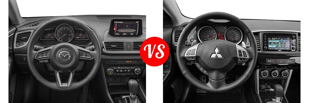 2017 Mazda 3 Sedan Grand Touring vs. 2017 Mitsubishi Lancer Sedan ES / LE / SE / SEL - Dashboard Comparison