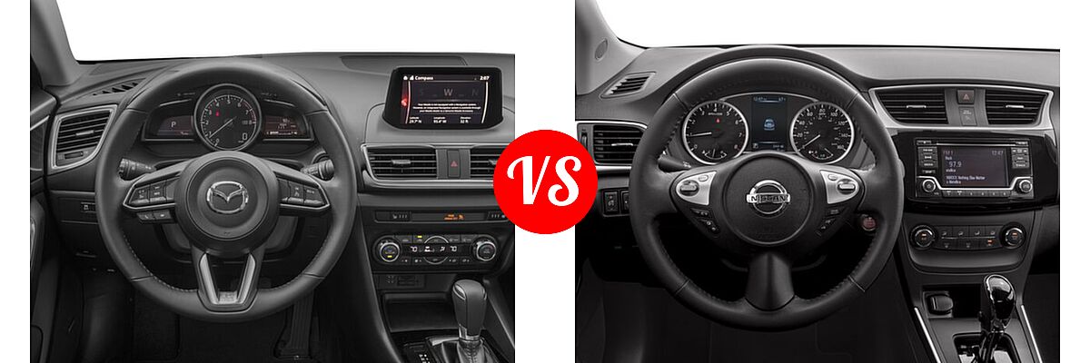 2017 Mazda 3 Sedan Grand Touring vs. 2017 Nissan Sentra Sedan S / SV - Dashboard Comparison