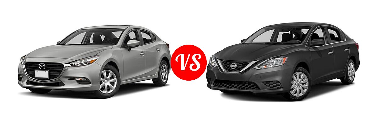 2017 Mazda 3 Sedan Sport vs. 2017 Nissan Sentra Sedan S / SV - Front Left Comparison