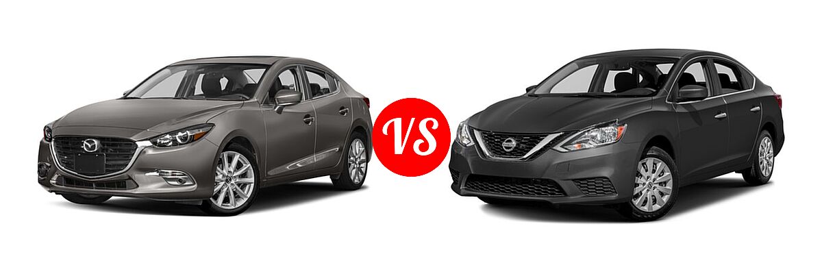 2017 Mazda 3 Sedan Grand Touring vs. 2017 Nissan Sentra Sedan S / SV - Front Left Comparison