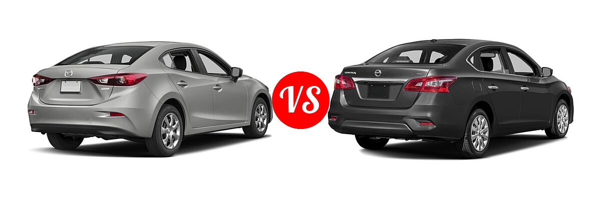 2017 Mazda 3 Sedan Sport vs. 2017 Nissan Sentra Sedan S / SV - Rear Right Comparison