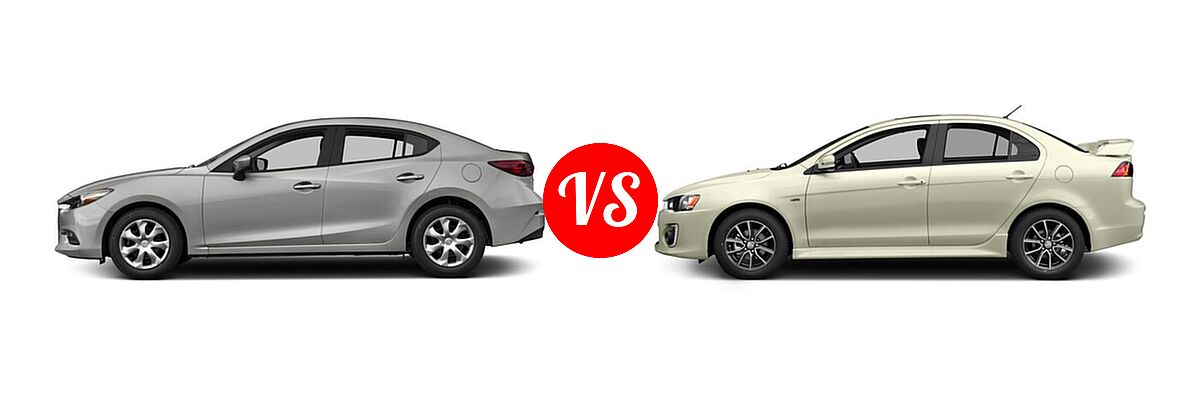 2017 Mazda 3 Sedan Sport vs. 2017 Mitsubishi Lancer Sedan ES / LE / SE / SEL - Side Comparison