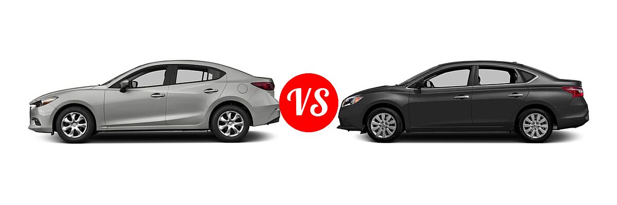 2017 Mazda 3 Sedan Sport vs. 2017 Nissan Sentra Sedan S / SV - Side Comparison