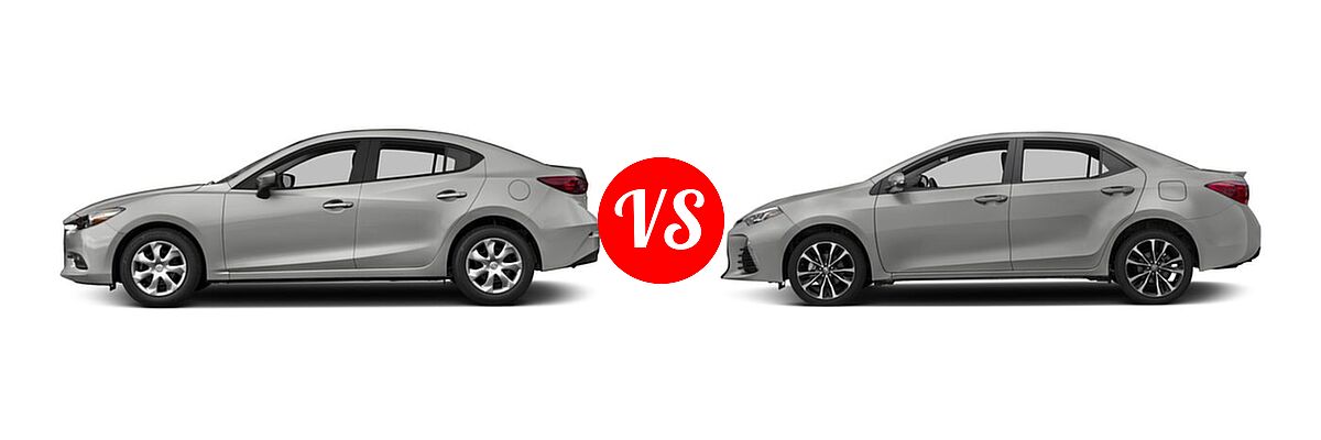 2017 Mazda 3 Sedan Sport vs. 2017 Toyota Corolla Sedan 50th Anniversary Special Edition / SE / XSE - Side Comparison