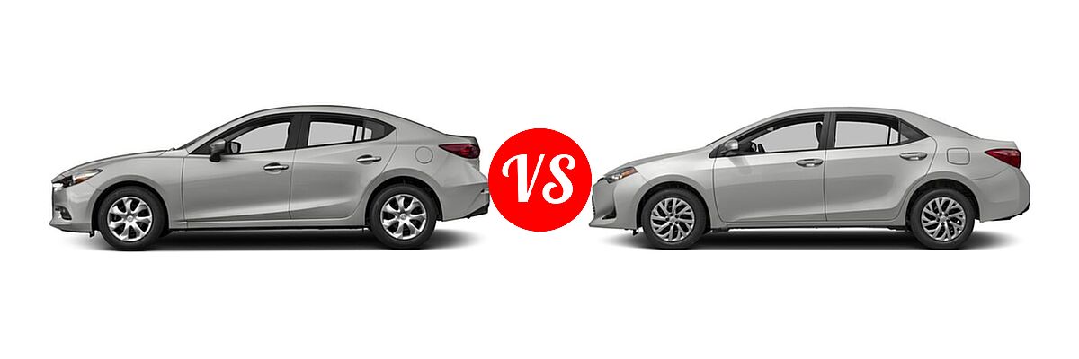 2017 Mazda 3 Sedan Sport vs. 2017 Toyota Corolla Sedan L / LE / LE Eco / LE Eco w/Package 1 / XLE - Side Comparison