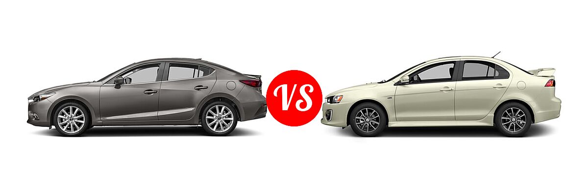 2017 Mazda 3 Sedan Grand Touring vs. 2017 Mitsubishi Lancer Sedan ES / LE / SE / SEL - Side Comparison