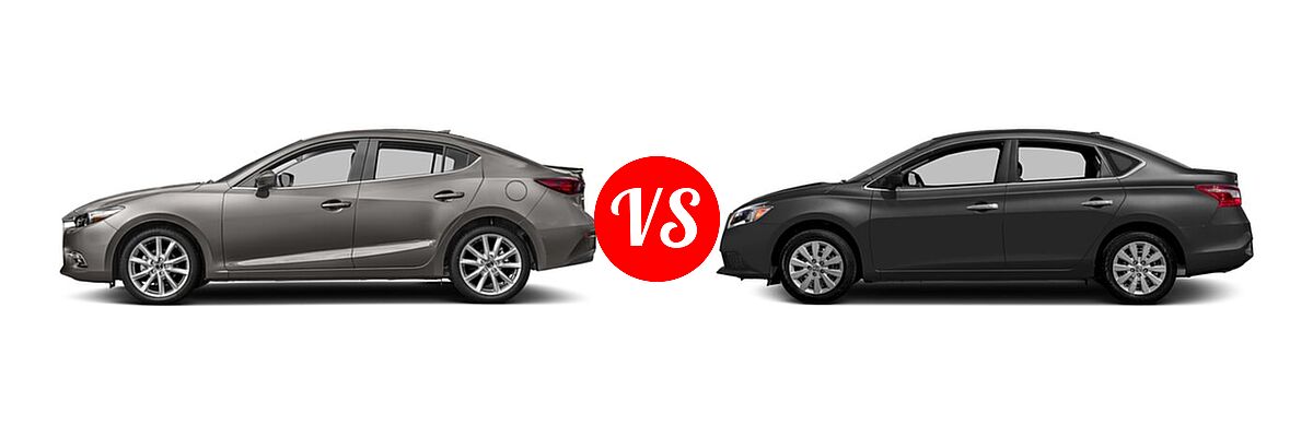 2017 Mazda 3 Sedan Grand Touring vs. 2017 Nissan Sentra Sedan S / SV - Side Comparison