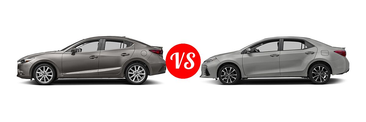 2017 Mazda 3 Sedan Grand Touring vs. 2017 Toyota Corolla Sedan 50th Anniversary Special Edition / SE / XSE - Side Comparison