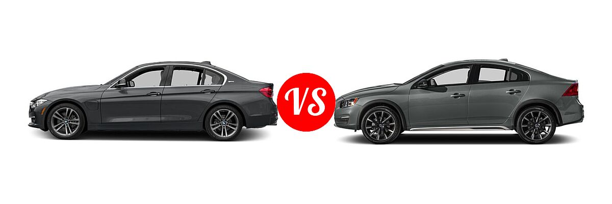 2017 BMW 3 Series Sedan Hybrid 330e iPerformance vs. 2017 Volvo S60 Cross Country Sedan T5 AWD - Side Comparison