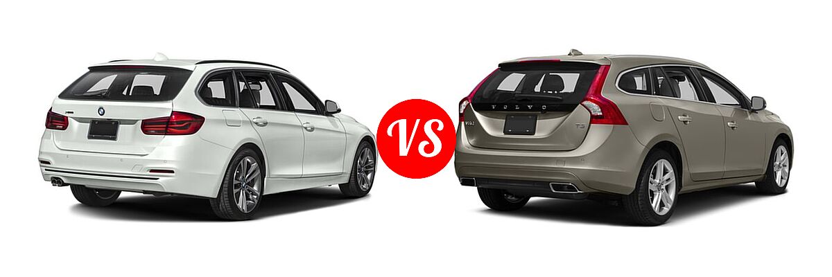 2017 BMW 3 Series Wagon 330i xDrive vs. 2017 Volvo V60 Wagon Platinum / Premier / T5 AWD - Rear Right Comparison