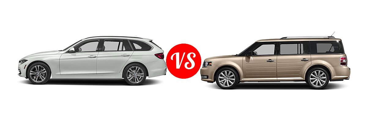 2017 BMW 3 Series Wagon 330i xDrive vs. 2017 Ford Flex Wagon Limited / SE / SEL - Side Comparison