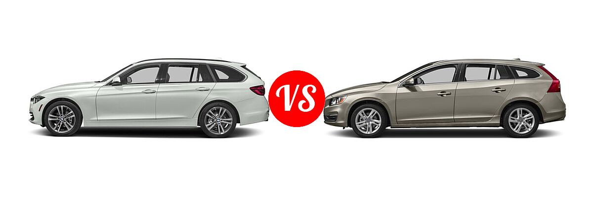 2017 BMW 3 Series Wagon 330i xDrive vs. 2017 Volvo V60 Wagon Platinum / Premier / T5 AWD - Side Comparison