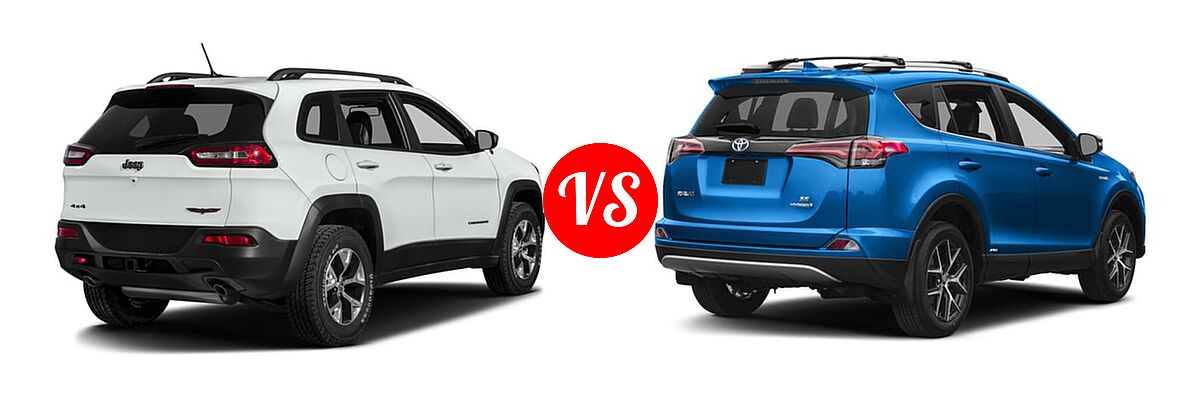 2017 Jeep Cherokee SUV Trailhawk vs. 2017 Toyota RAV4 Hybrid SUV SE - Rear Right Comparison