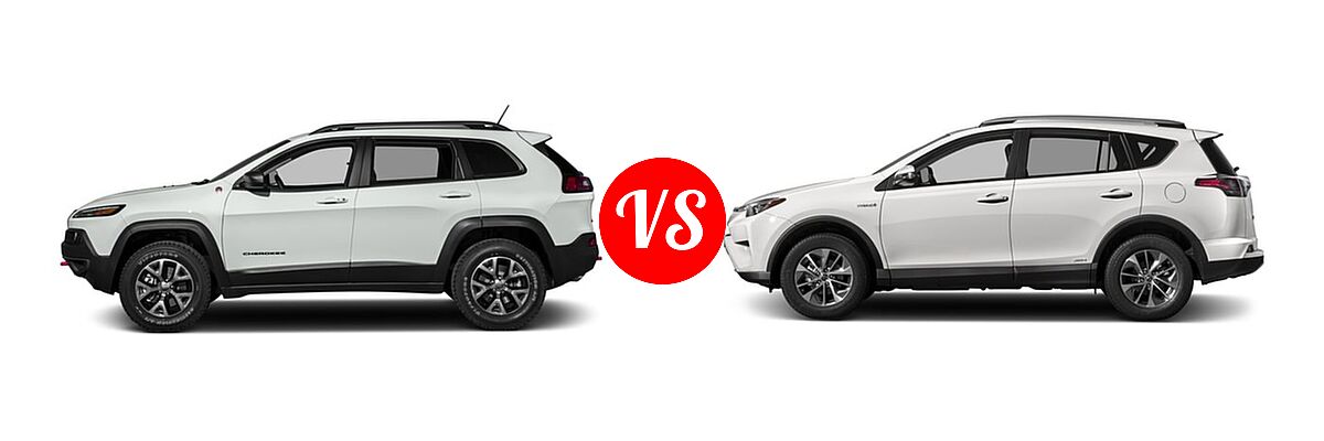 2017 Jeep Cherokee SUV Trailhawk vs. 2017 Toyota RAV4 Hybrid SUV XLE - Side Comparison