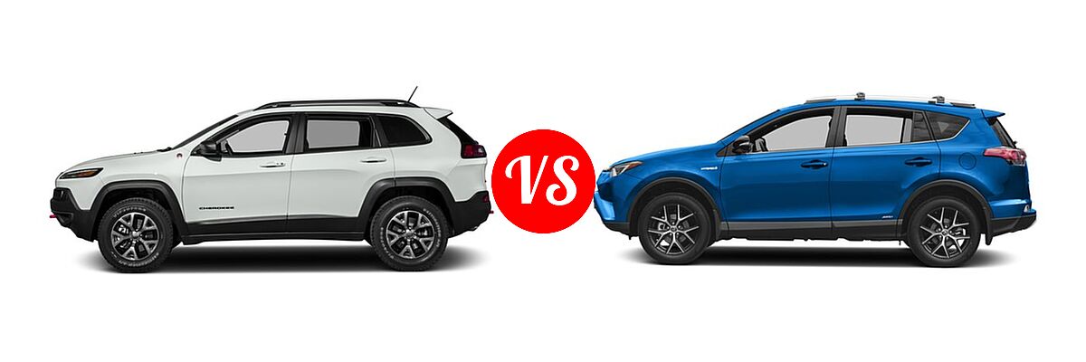 2017 Jeep Cherokee SUV Trailhawk vs. 2017 Toyota RAV4 Hybrid SUV SE - Side Comparison