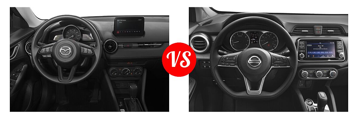 2020 Mazda CX-3 Sedan Sport vs. 2020 Nissan Versa Sedan S / SR / SV - Dashboard Comparison