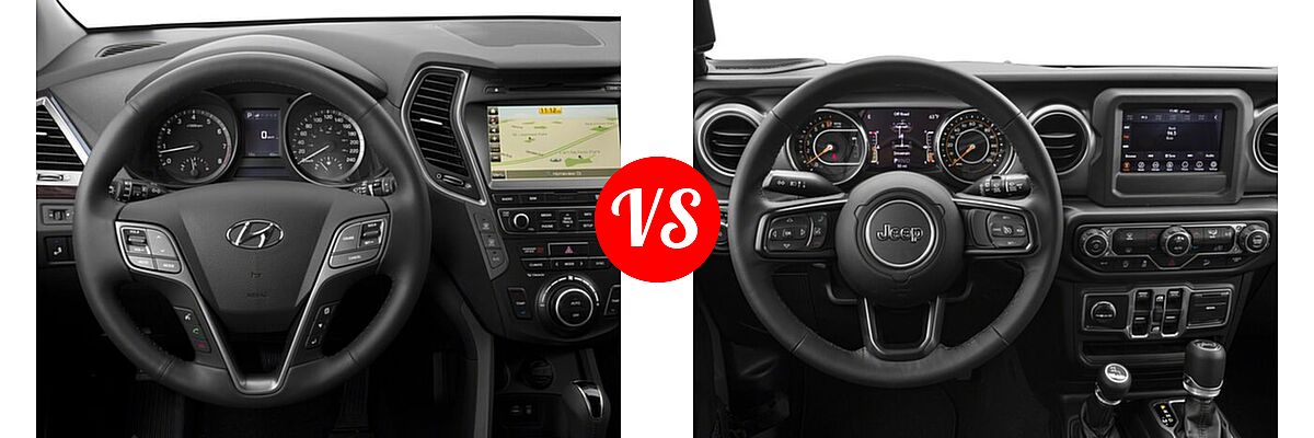 2018 Hyundai Santa Fe SUV SE vs. 2018 Jeep Wrangler Unlimited SUV Rubicon / Sahara / Sport - Dashboard Comparison