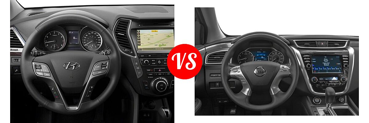 2018 Hyundai Santa Fe SUV SE vs. 2018 Nissan Murano SUV Platinum / S / SL / SV - Dashboard Comparison