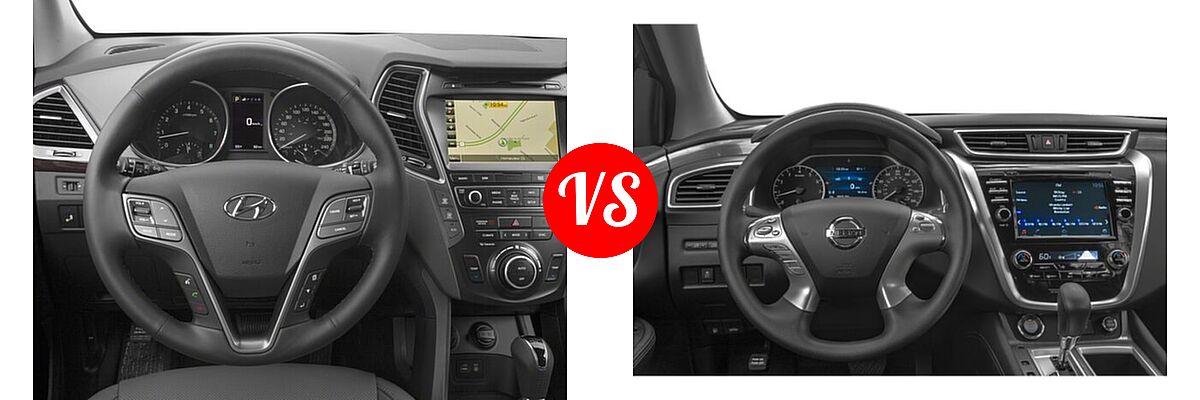 2018 Hyundai Santa Fe SUV SE Ultimate vs. 2018 Nissan Murano SUV Platinum / S / SL / SV - Dashboard Comparison