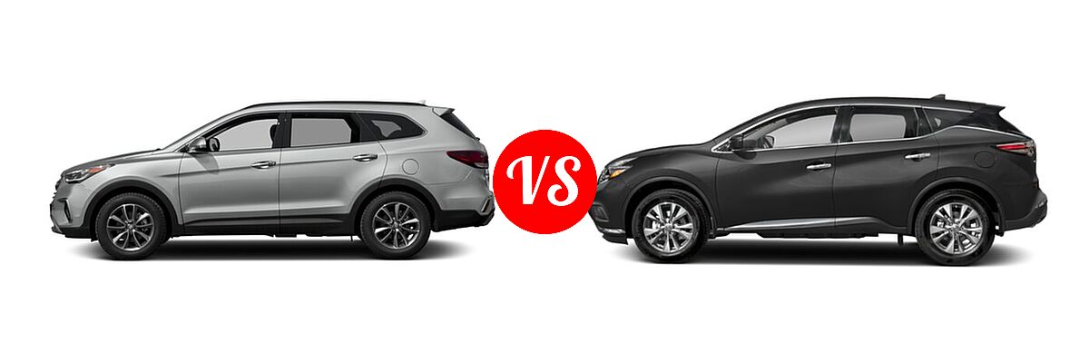 2018 Hyundai Santa Fe SUV SE vs. 2018 Nissan Murano SUV Platinum / S / SL / SV - Side Comparison
