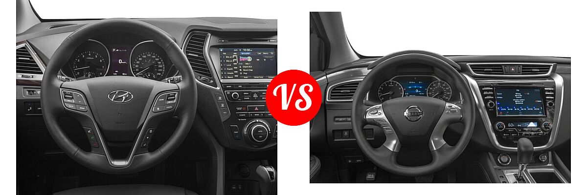 2018 Hyundai Santa Fe SUV Limited Ultimate vs. 2018 Nissan Murano SUV Platinum / S / SL / SV - Dashboard Comparison
