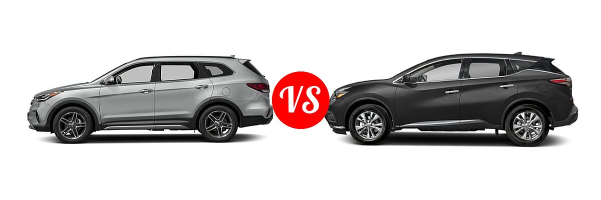 2018 Hyundai Santa Fe SUV Limited Ultimate vs. 2018 Nissan Murano SUV Platinum / S / SL / SV - Side Comparison