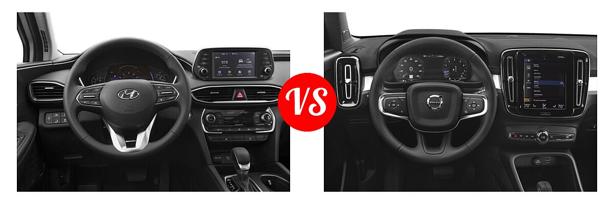 2019 Hyundai Santa Fe SUV SE / SEL / SEL Plus vs. 2019 Volvo XC40 SUV Momentum / R-Design - Dashboard Comparison