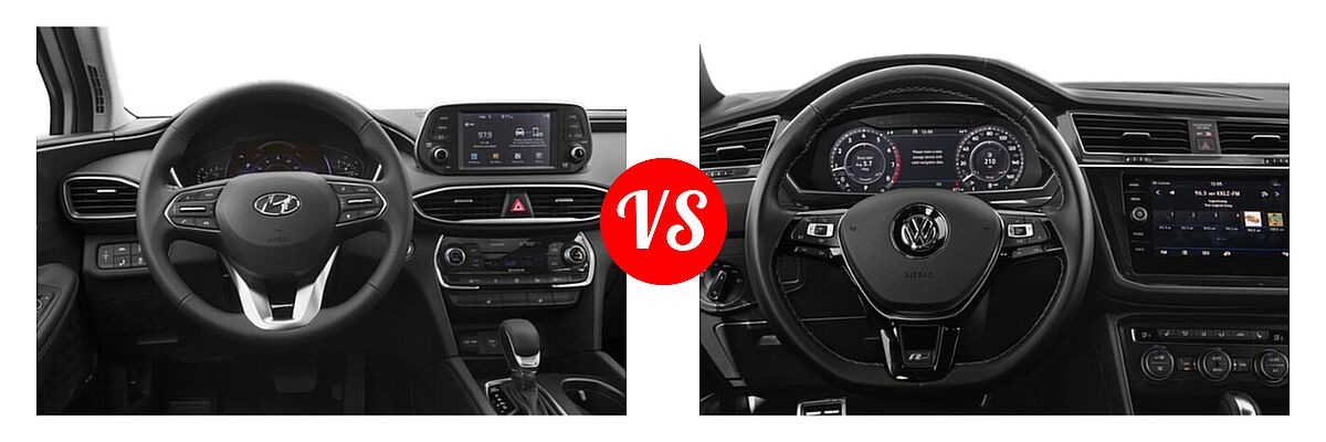 2019 Hyundai Santa Fe SUV SE / SEL / SEL Plus vs. 2019 Volkswagen Tiguan SUV SEL Premium R-Line / SEL R-Line / SEL R-Line Black - Dashboard Comparison