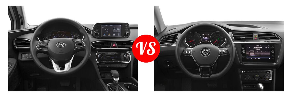 2019 Hyundai Santa Fe SUV SE / SEL / SEL Plus vs. 2019 Volkswagen Tiguan SUV S / SE / SEL / SEL Premium - Dashboard Comparison