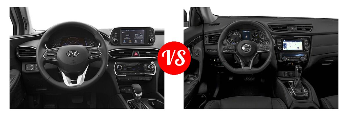2019 Hyundai Santa Fe SUV SE / SEL / SEL Plus vs. 2019 Nissan Rogue SUV Hybrid SL Hybrid / SV Hybrid - Dashboard Comparison