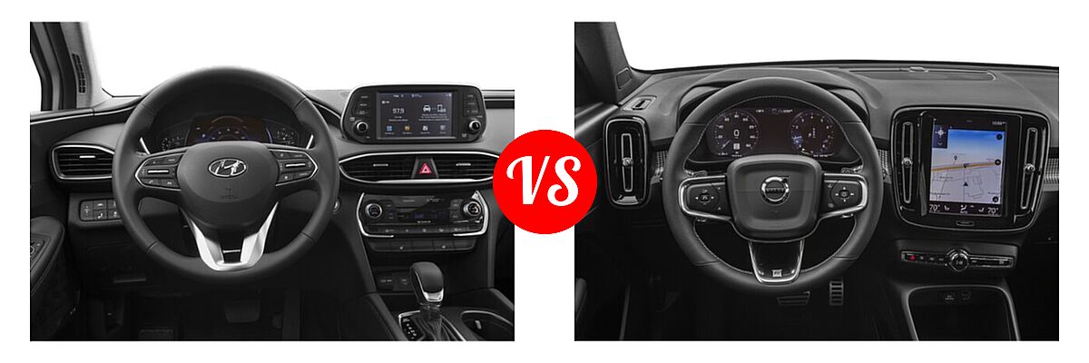 2019 Hyundai Santa Fe SUV SE / SEL / SEL Plus vs. 2019 Volvo XC40 SUV R-Design - Dashboard Comparison