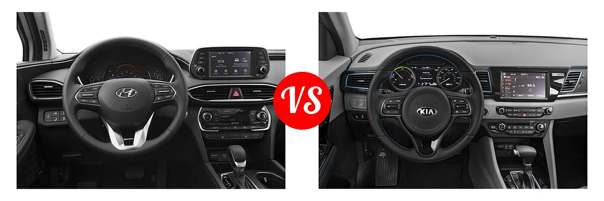 2019 Hyundai Santa Fe SUV SE / SEL / SEL Plus vs. 2019 Kia Niro Plug-In Hybrid SUV PHEV EX Premium - Dashboard Comparison
