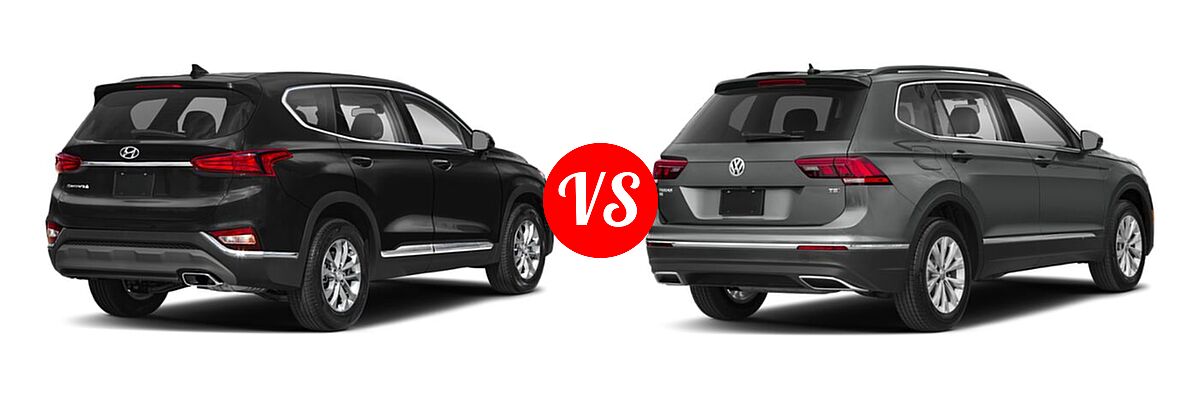 2019 Hyundai Santa Fe SUV SE / SEL / SEL Plus vs. 2019 Volkswagen Tiguan SUV S / SE / SEL / SEL Premium - Rear Right Comparison
