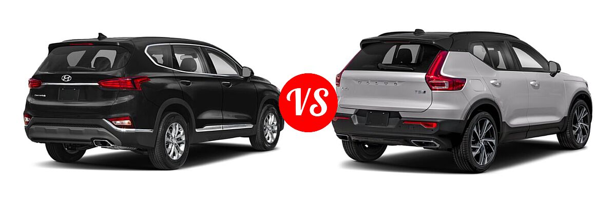 2019 Hyundai Santa Fe SUV SE / SEL / SEL Plus vs. 2019 Volvo XC40 SUV R-Design - Rear Right Comparison
