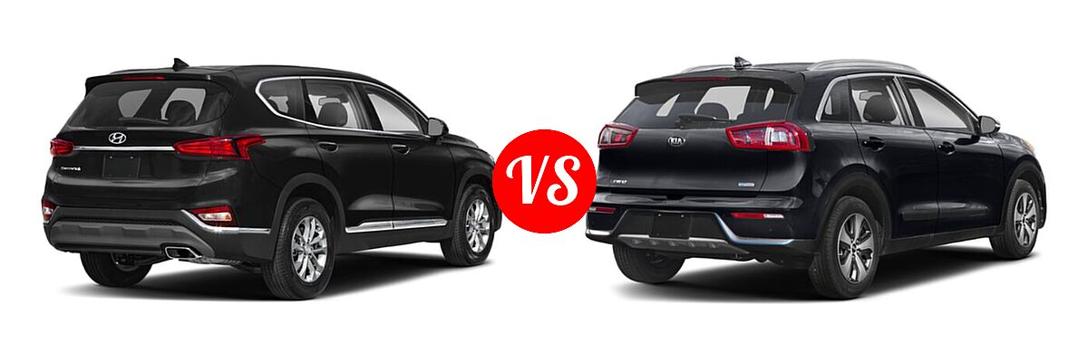 2019 Hyundai Santa Fe SUV SE / SEL / SEL Plus vs. 2019 Kia Niro Plug-In Hybrid SUV PHEV EX / LX - Rear Right Comparison