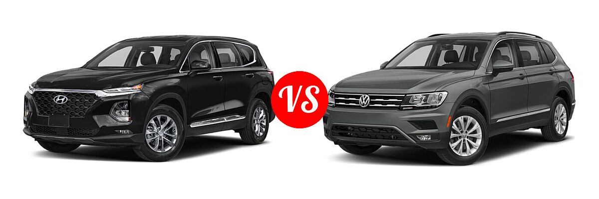 2019 Hyundai Santa Fe SUV SE / SEL / SEL Plus vs. 2019 Volkswagen Tiguan SUV S / SE / SEL / SEL Premium - Front Left Comparison